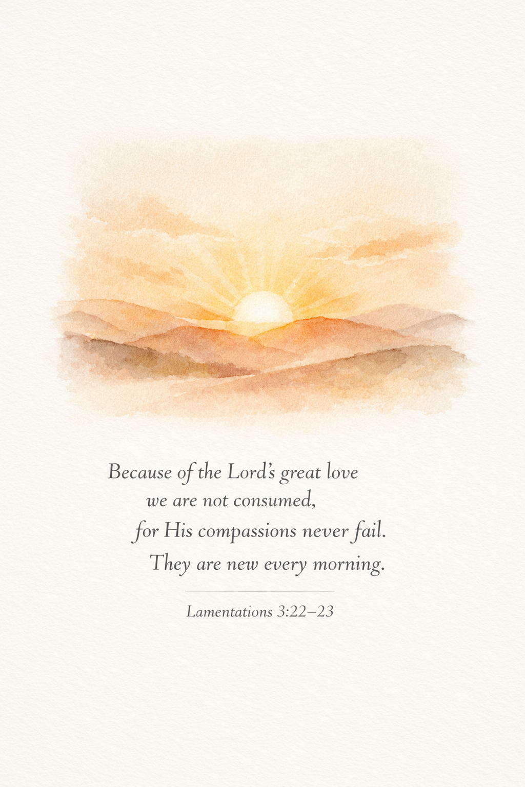 “New Every Morning” – Lamentations 3:22–23 Scripture Card (5 Pack)
