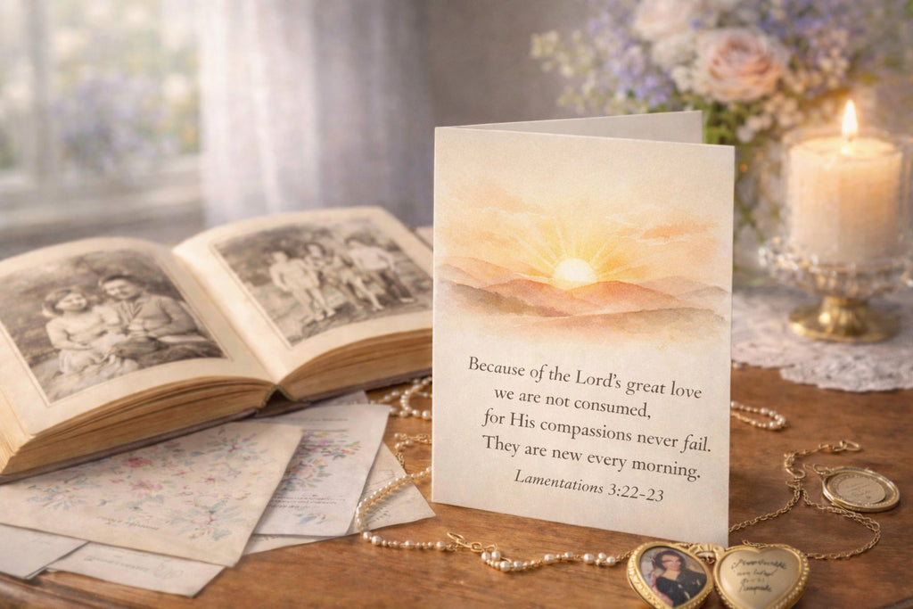 “New Every Morning” – Lamentations 3:22–23 Scripture Card (5 Pack)