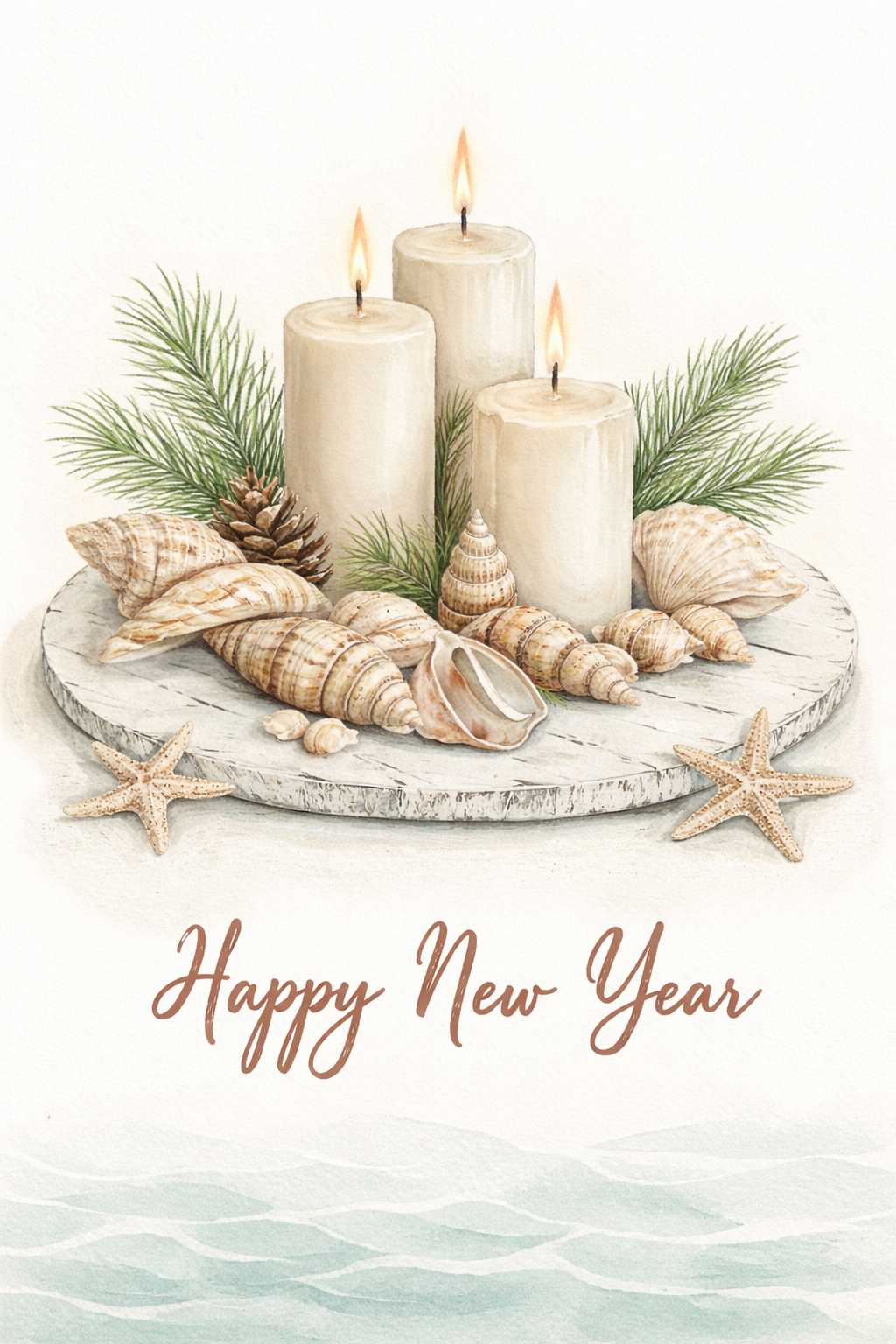 Warm Breezes & New Beginnings – New Year Greeting Cards (5 Pack)