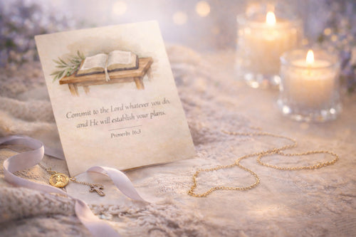 Proverbs 16:3 Scripture Greeting Card – With Love and Prayers (5 Pack)